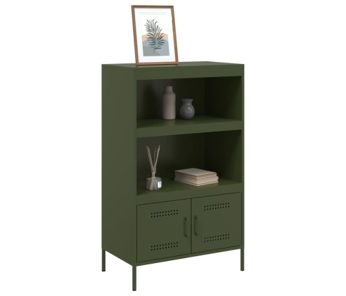 Aparador de acero verde oliva 68x39x113 cm