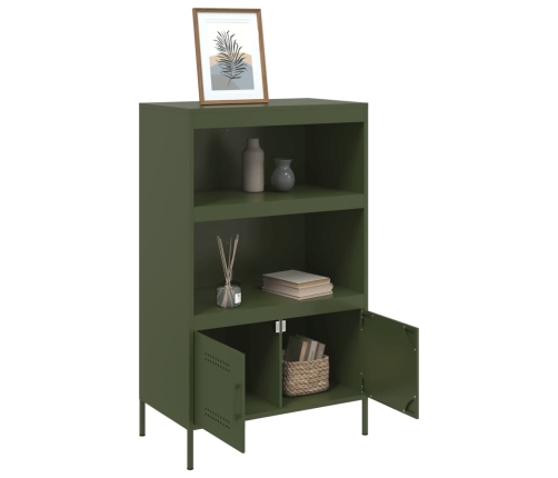 Aparador de acero verde oliva 68x39x113 cm