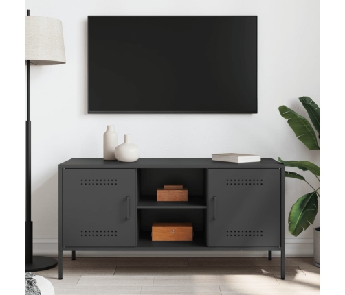 Mueble para TV de acero negro 100,5x39x50,5 cm