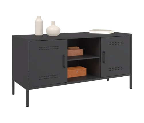 Mueble para TV de acero negro 100,5x39x50,5 cm