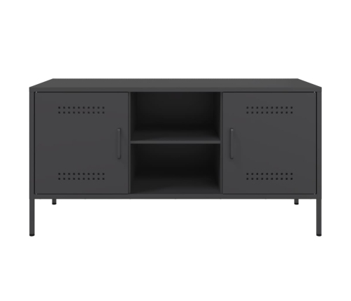 Mueble para TV de acero negro 100,5x39x50,5 cm