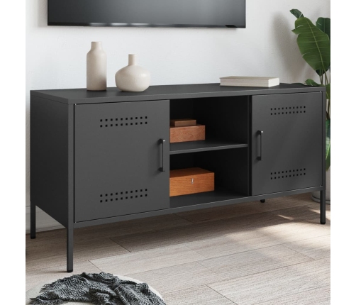 Mueble para TV de acero negro 100,5x39x50,5 cm