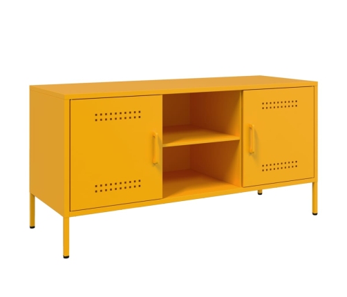 Mueble de TV de acero amarillo mostaza 100,5x39x50,5 cm