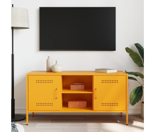 Mueble de TV de acero amarillo mostaza 100,5x39x50,5 cm