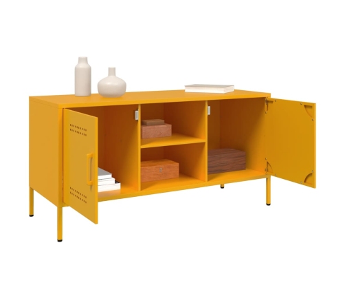 Mueble de TV de acero amarillo mostaza 100,5x39x50,5 cm