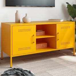 Mueble de TV de acero amarillo mostaza 100,5x39x50,5 cm
