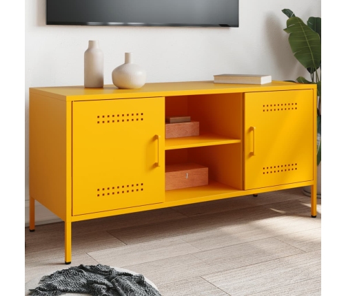 Mueble de TV de acero amarillo mostaza 100,5x39x50,5 cm