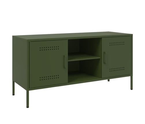 vidaXL Mueble de TV de acero verde oliva 100,5x39x50,5 cm