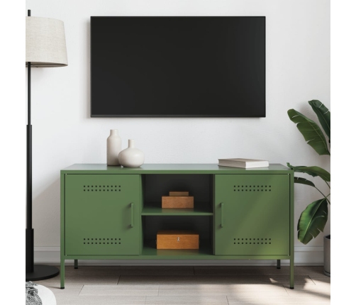 vidaXL Mueble de TV de acero verde oliva 100,5x39x50,5 cm