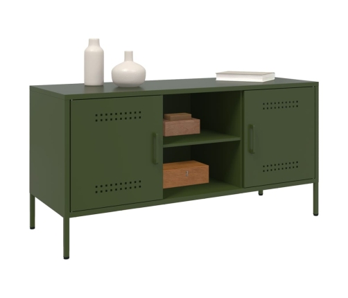 vidaXL Mueble de TV de acero verde oliva 100,5x39x50,5 cm