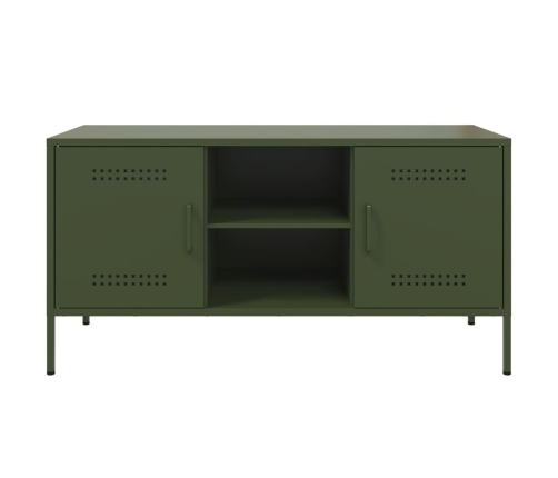 vidaXL Mueble de TV de acero verde oliva 100,5x39x50,5 cm