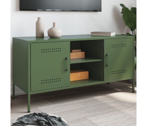 vidaXL Mueble de TV de acero verde oliva 100,5x39x50,5 cm