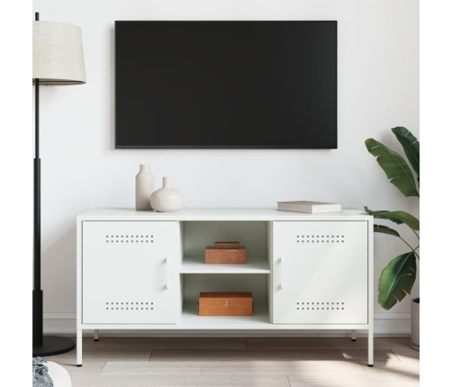 Mueble de TV de acero blanco 100,5x39x50,5 cm