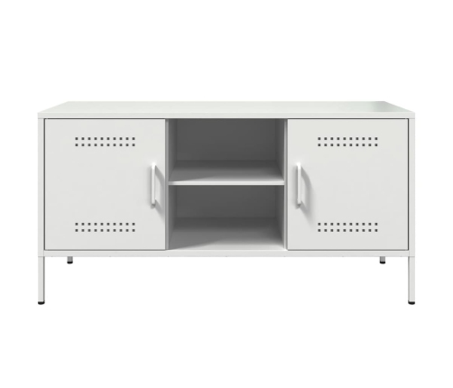 Mueble de TV de acero blanco 100,5x39x50,5 cm