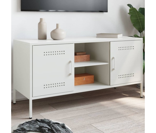 Mueble de TV de acero blanco 100,5x39x50,5 cm