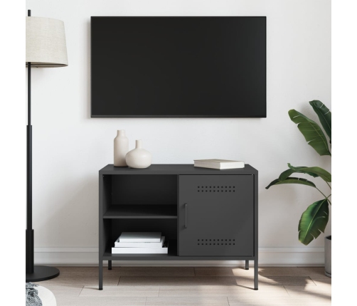 Mueble de TV acero negro 68x39x50,5 cm