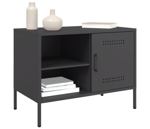 Mueble de TV acero negro 68x39x50,5 cm