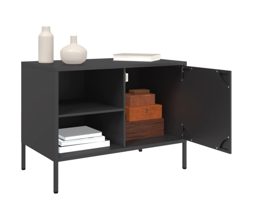 Mueble de TV acero negro 68x39x50,5 cm