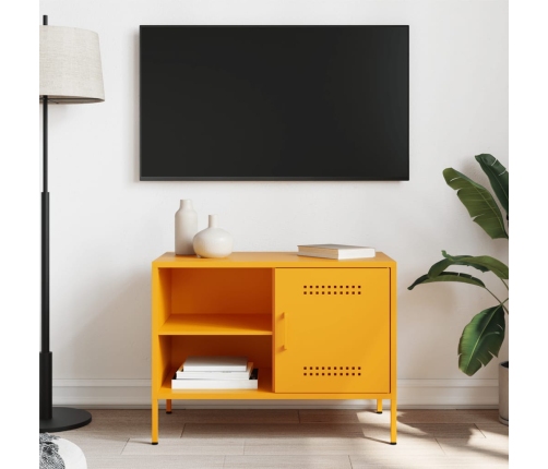 Mueble de TV de acero amarillo mostaza 68x39x50,5 cm