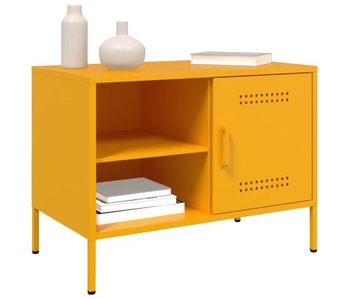 Mueble de TV de acero amarillo mostaza 68x39x50,5 cm