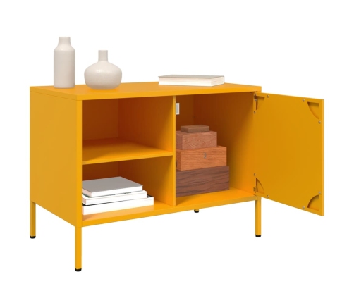 Mueble de TV de acero amarillo mostaza 68x39x50,5 cm