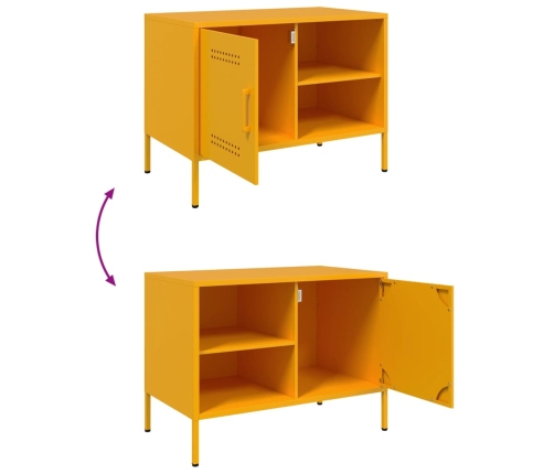 Mueble de TV de acero amarillo mostaza 68x39x50,5 cm