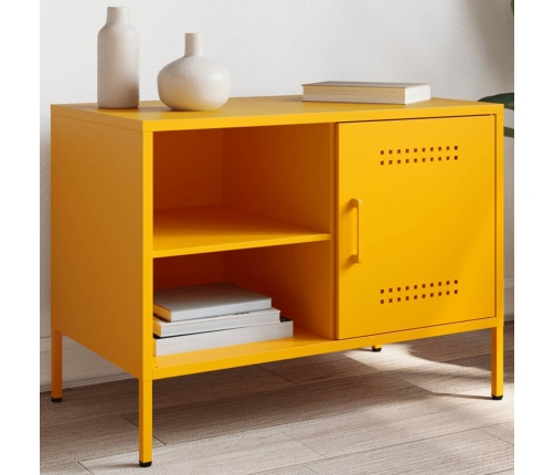 Mueble de TV de acero amarillo mostaza 68x39x50,5 cm