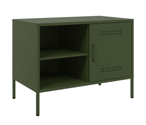 Mueble de TV de acero verde oliva 68x39x50,5 cm