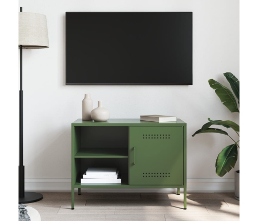 Mueble de TV de acero verde oliva 68x39x50,5 cm