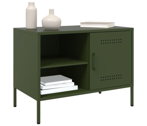 Mueble de TV de acero verde oliva 68x39x50,5 cm