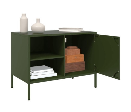 Mueble de TV de acero verde oliva 68x39x50,5 cm