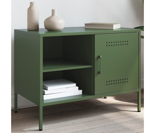 Mueble de TV de acero verde oliva 68x39x50,5 cm