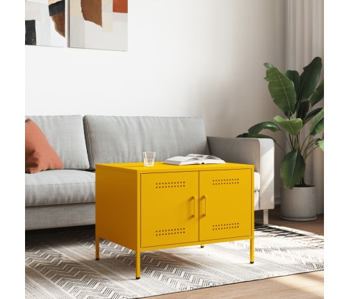 Mesa de centro acero laminado en frío amarillo 68x50x50,5 cm