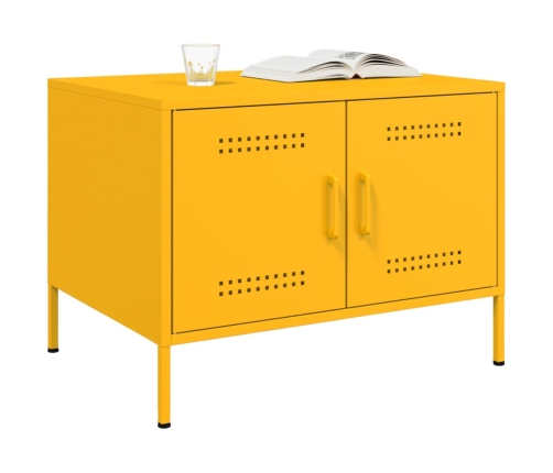 Mesa de centro acero amarillo mostaza 68x50x50,5 cm