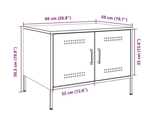 Mesa de centro acero verde oliva 68x50x50,5 cm