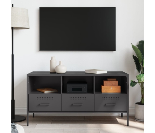 Mueble para TV acero negro 100,5x39x50,5 cm