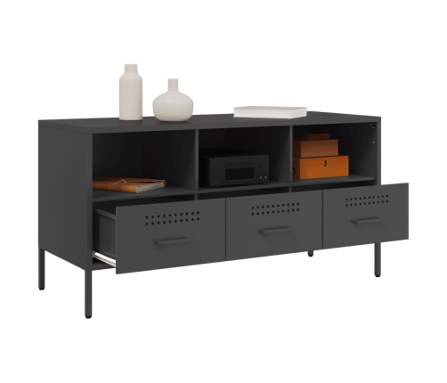 Mueble para TV acero negro 100,5x39x50,5 cm