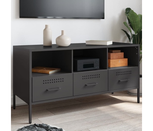 Mueble para TV acero negro 100,5x39x50,5 cm