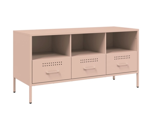 Mueble de TV acero laminado en frío rosa 100,5x39x50,5 cm