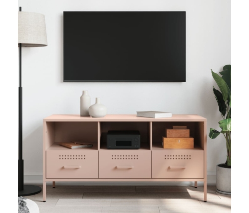 Mueble de TV acero laminado en frío rosa 100,5x39x50,5 cm