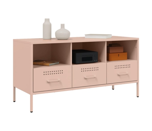 Mueble de TV acero laminado en frío rosa 100,5x39x50,5 cm