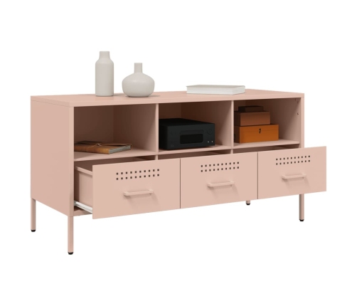 Mueble de TV acero laminado en frío rosa 100,5x39x50,5 cm