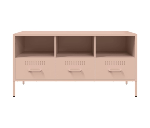 Mueble de TV acero laminado en frío rosa 100,5x39x50,5 cm