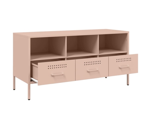 Mueble de TV acero laminado en frío rosa 100,5x39x50,5 cm