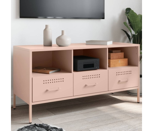 Mueble de TV acero laminado en frío rosa 100,5x39x50,5 cm