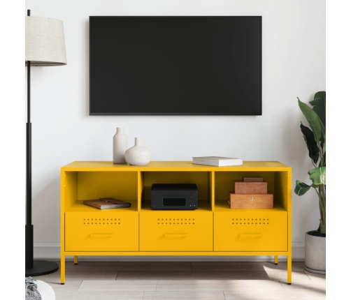 Mueble de TV acero laminado en frío amarillo 100,5x39x50,5 cm