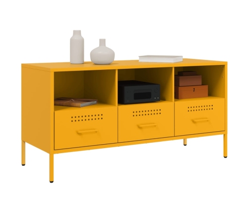 Mueble de TV acero laminado en frío amarillo 100,5x39x50,5 cm