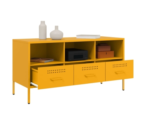 Mueble de TV acero laminado en frío amarillo 100,5x39x50,5 cm