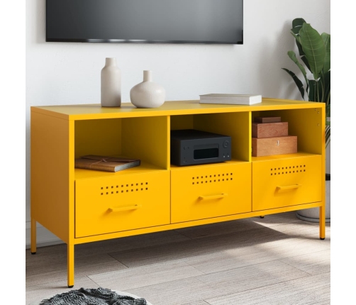 Mueble de TV acero laminado en frío amarillo 100,5x39x50,5 cm