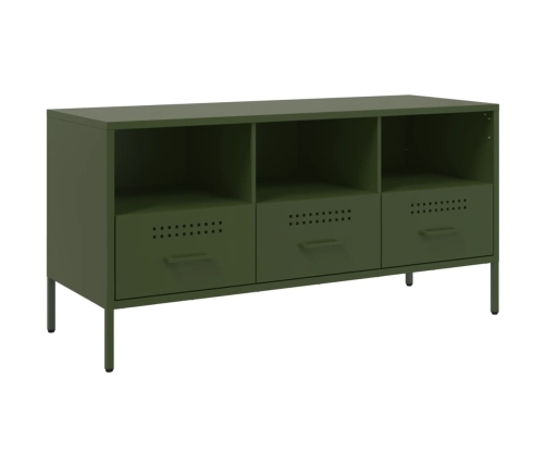 Mueble TV acero laminado en frío verde oliva 100,5x39x50,5 cm